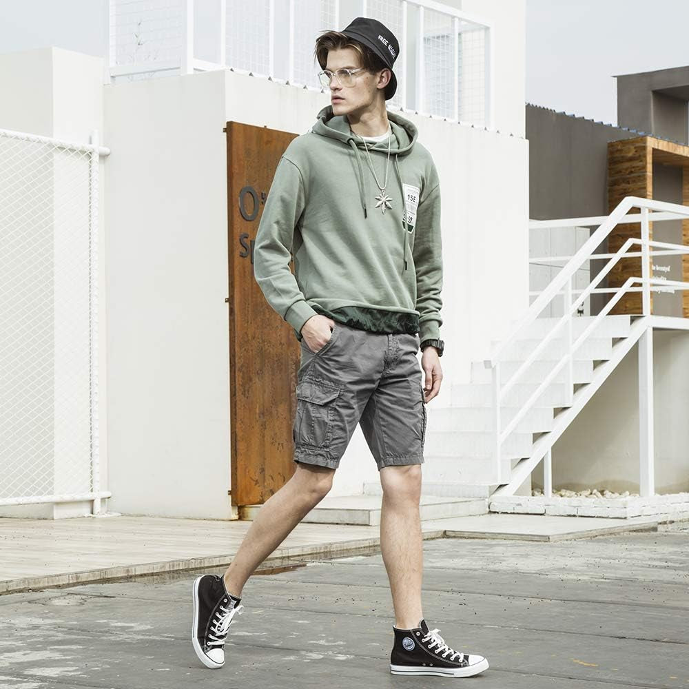Men's Lightweight Cargo Shorts with Pockets Cotton Shorts for Men Casual (No Belt)