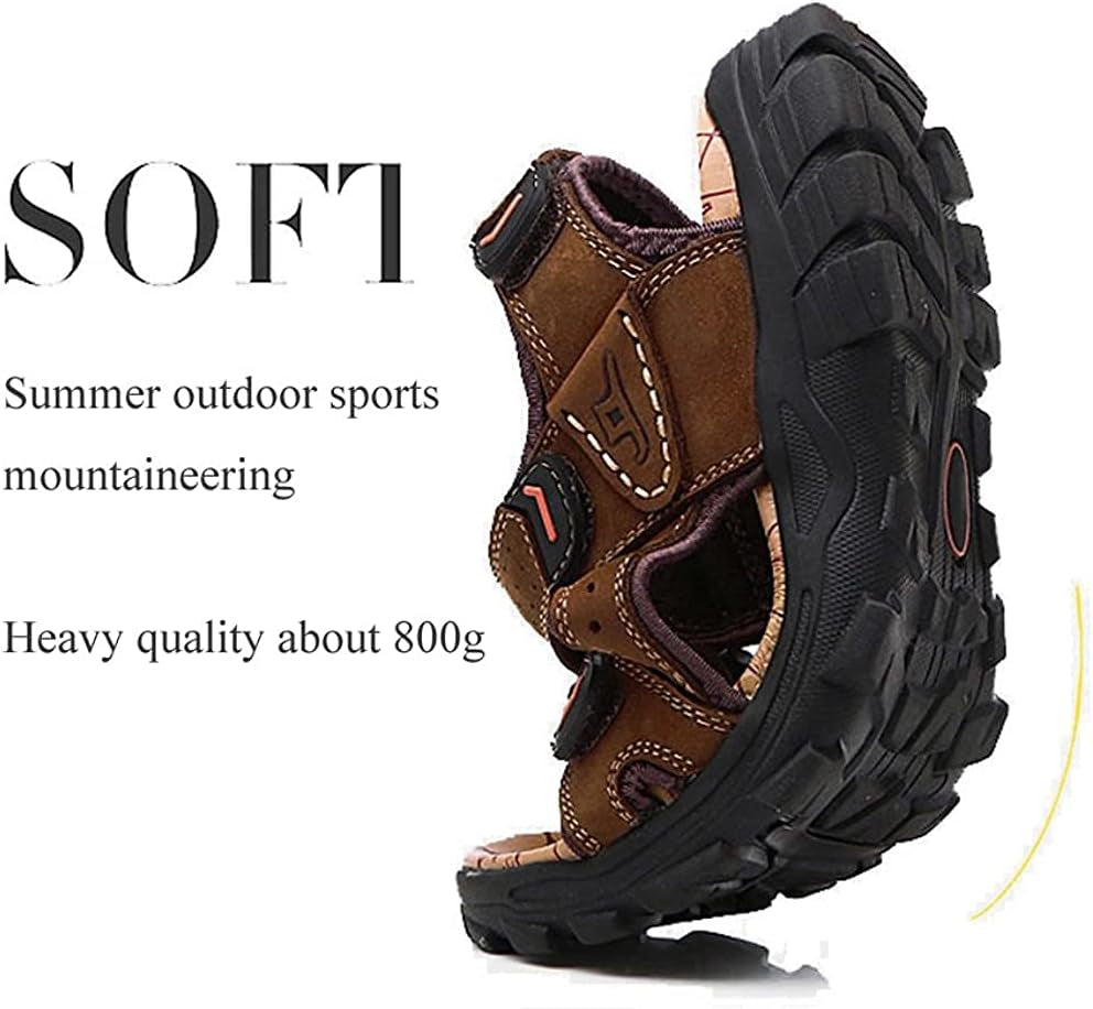 Men Athletic Open Toe Sandals Slides Outdoor Summer Leather Fisherman Beach Casual Shoes Adventures Outings Hiking