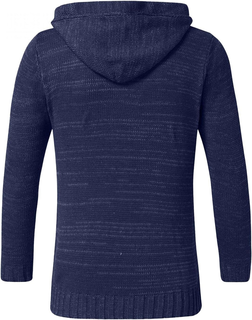 Mens Knitted Hoodies Pullover Casual Long Sleeve Turtleneck Hipster Gym Drawstring Sweaters Sweatshirt Dark Blue
