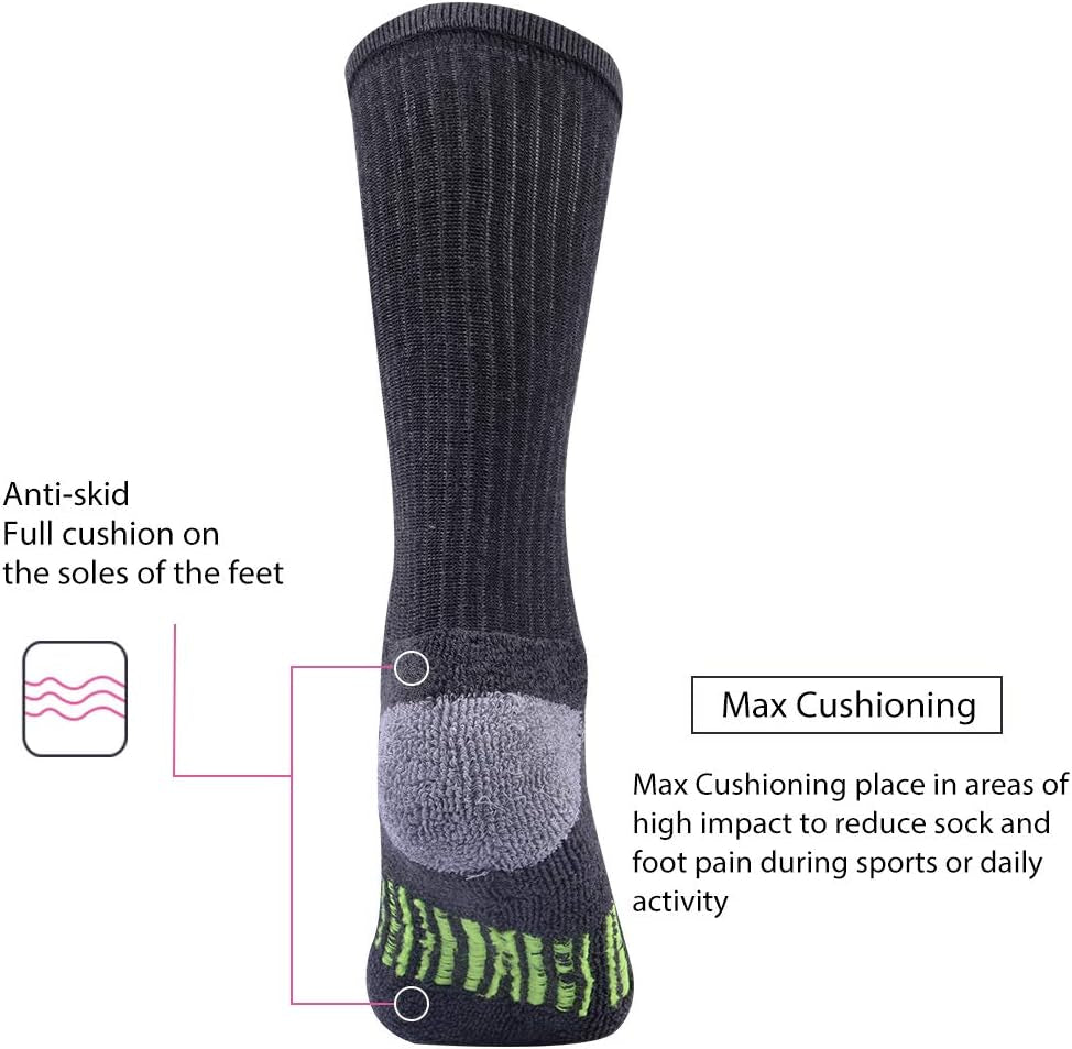 Mens Athletic Crew Socks for Men Cushion Casual Sports Workout Sock 6 Pack