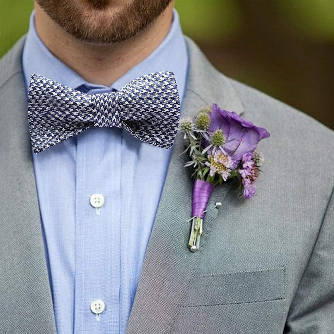 Bow Ties for Men Check Plaid Self Tie Bow Tie and Pocket Square Bowtie Formal Tuxedo Wedding Bowties Handkerchief Set