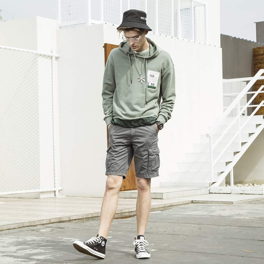 Men's Lightweight Cargo Shorts with Pockets Cotton Shorts for Men Casual (No Belt)