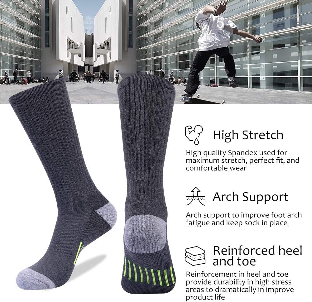 Mens Athletic Crew Socks for Men Cushion Casual Sports Workout Sock 6 Pack