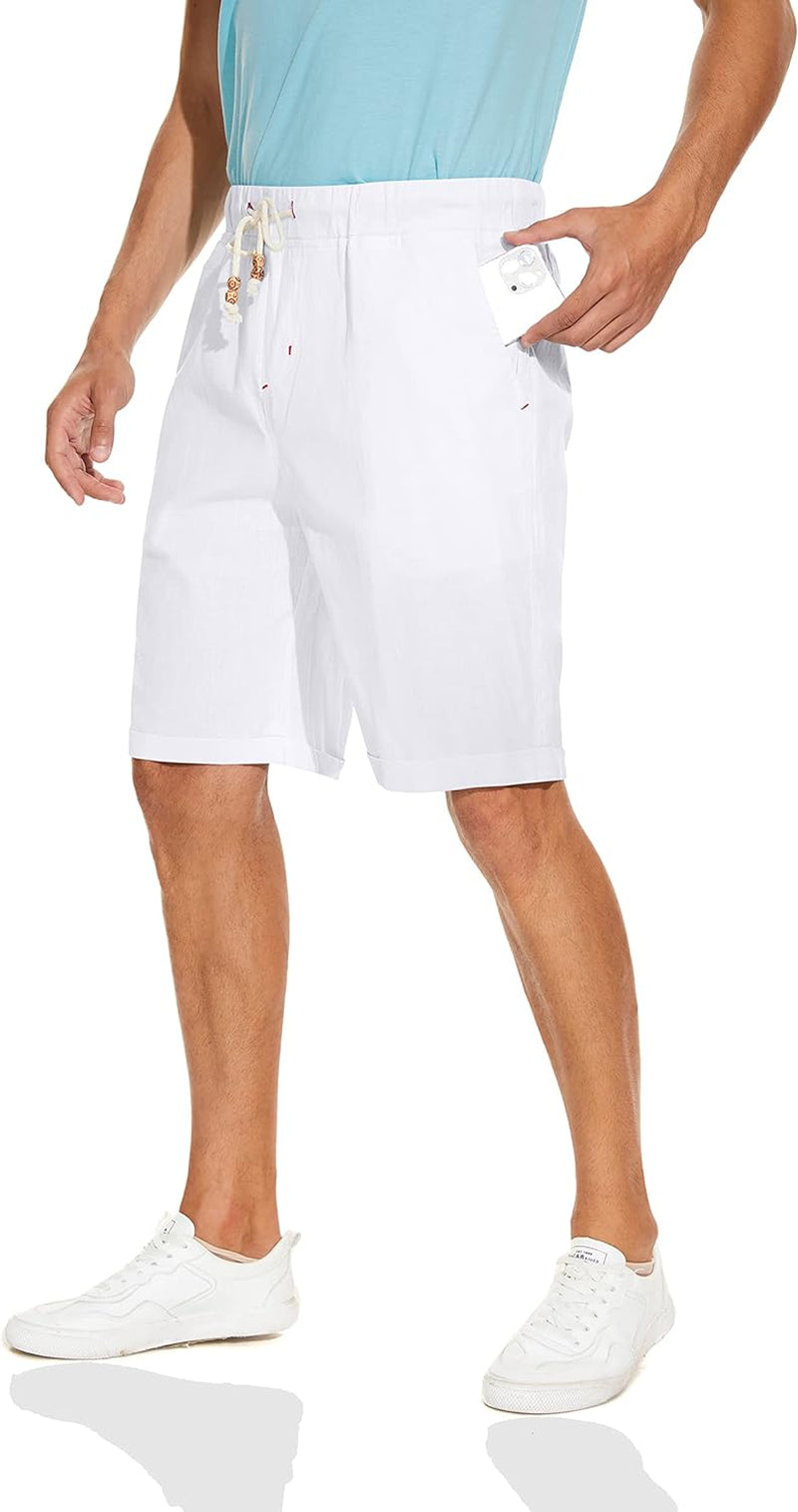 Men's Linen Casual Classic Fit Short Summer Beach Shorts