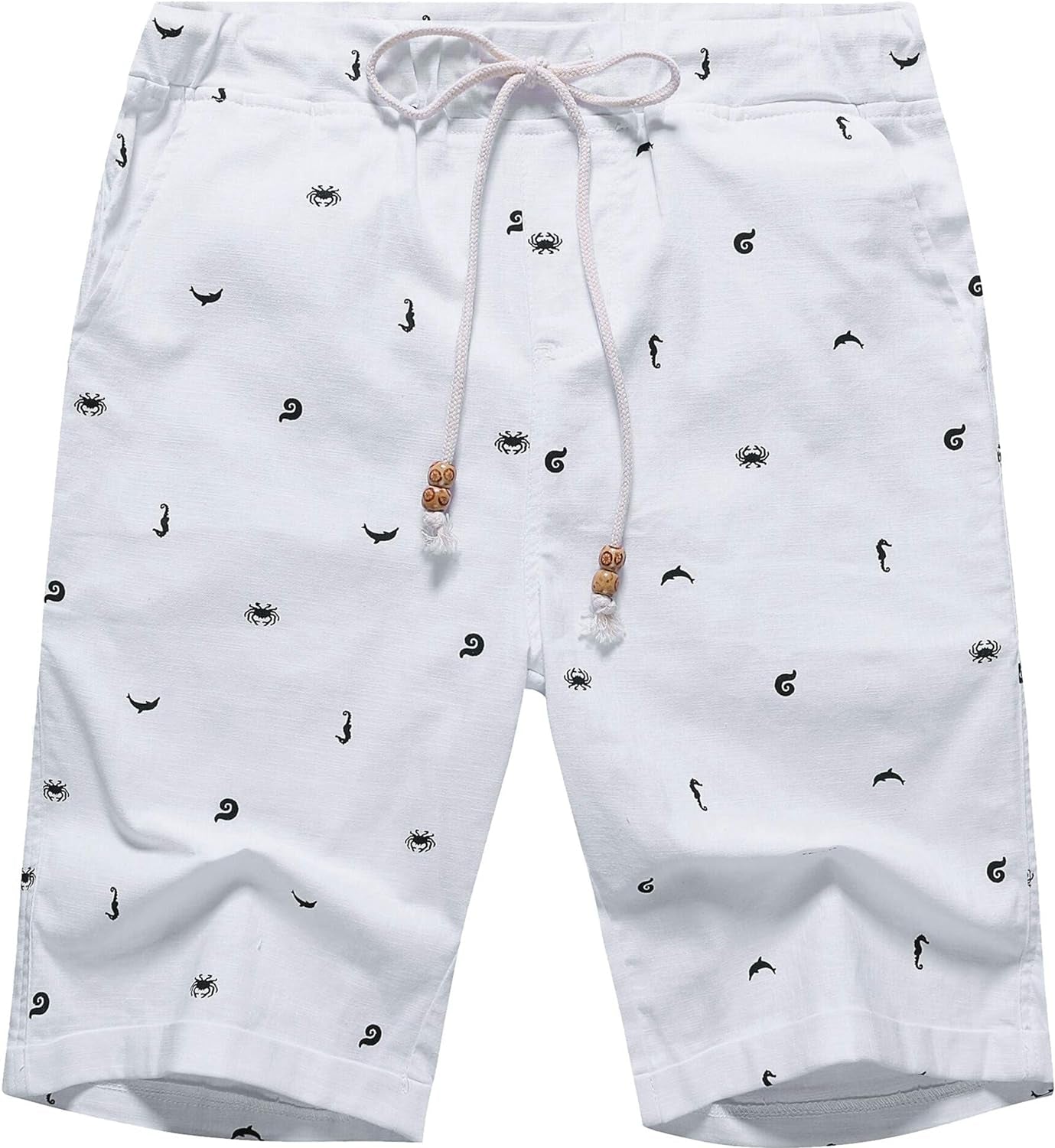 Men's Linen Casual Classic Fit Short Summer Beach Shorts