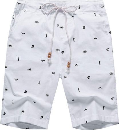 Men's Linen Casual Classic Fit Short Summer Beach Shorts