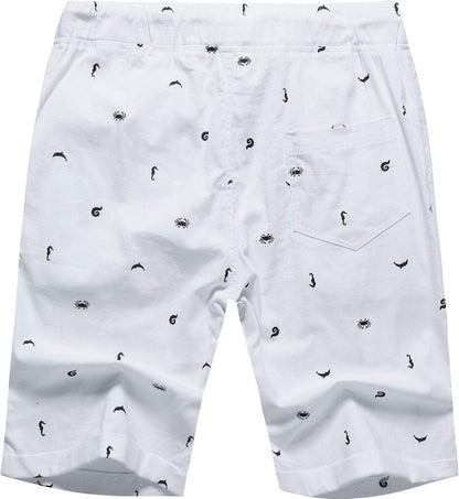 Men's Linen Casual Classic Fit Short Summer Beach Shorts