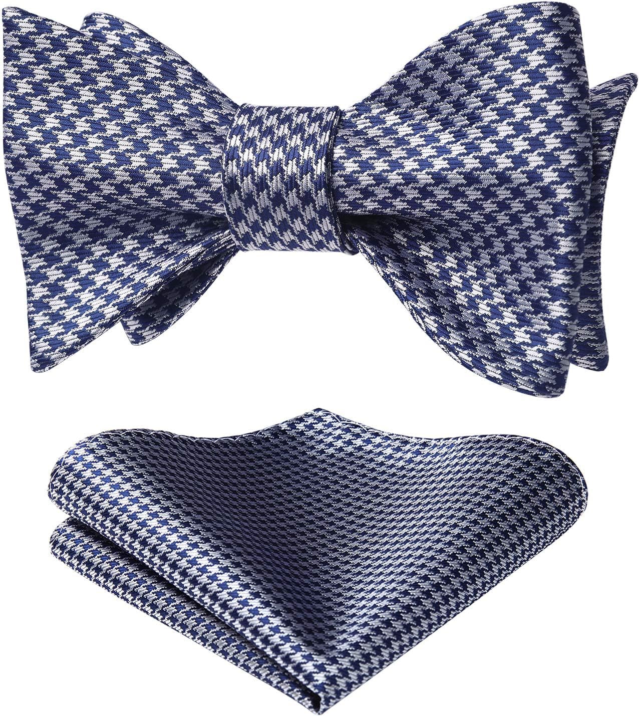 Bow Ties for Men Check Plaid Self Tie Bow Tie and Pocket Square Bowtie Formal Tuxedo Wedding Bowties Handkerchief Set