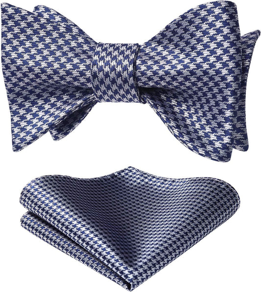 Bow Ties for Men Check Plaid Self Tie Bow Tie and Pocket Square Bowtie Formal Tuxedo Wedding Bowties Handkerchief Set
