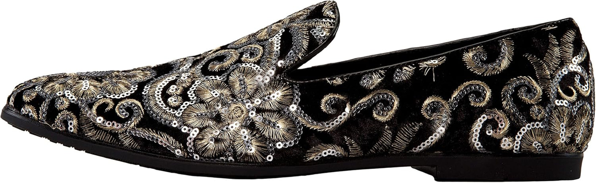 Fabian, Men'S Slippers - Mens Loafers - Slip on Shoes -Sequin Shoes, Embroidered Smoking Slipper, Fashion, Designer - Mens Dress Shoes