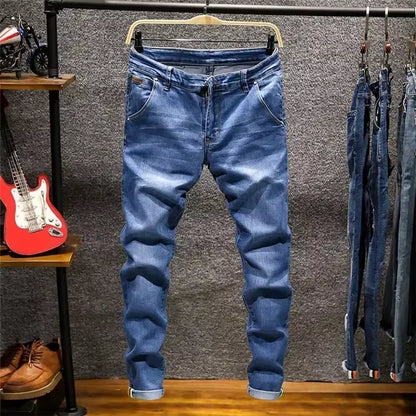 2023 Skinny Jeans Men Zipper Fly Slim Fit Denim Joggers Stretch Male Jean Pencil Pants Blue Men'S Jeans Fashion Casual Hombre