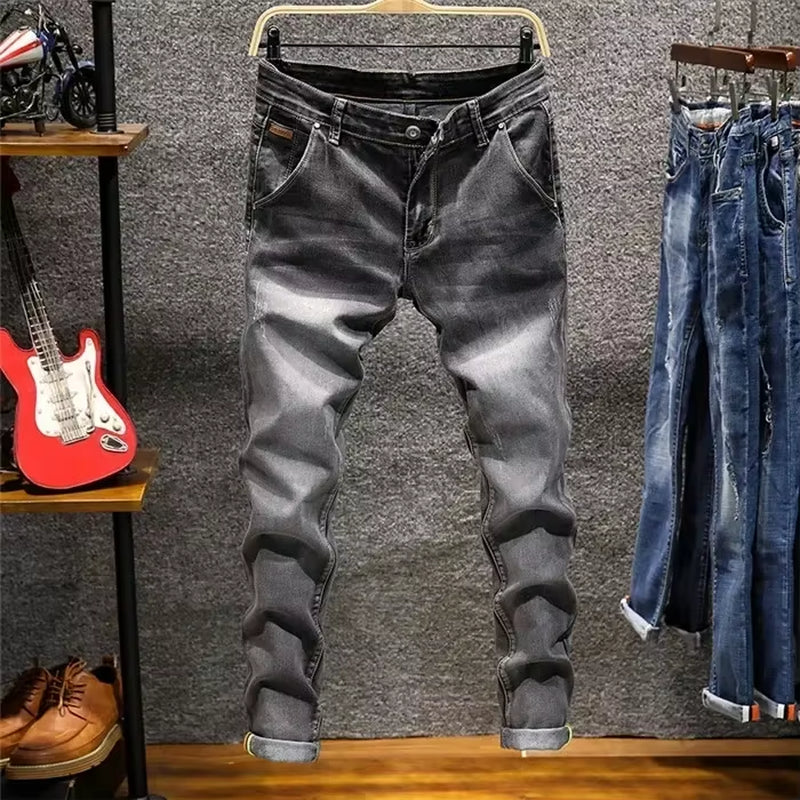 2023 Skinny Jeans Men Zipper Fly Slim Fit Denim Joggers Stretch Male Jean Pencil Pants Blue Men'S Jeans Fashion Casual Hombre