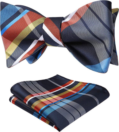Bow Ties for Men Check Plaid Self Tie Bow Tie and Pocket Square Bowtie Formal Tuxedo Wedding Bowties Handkerchief Set