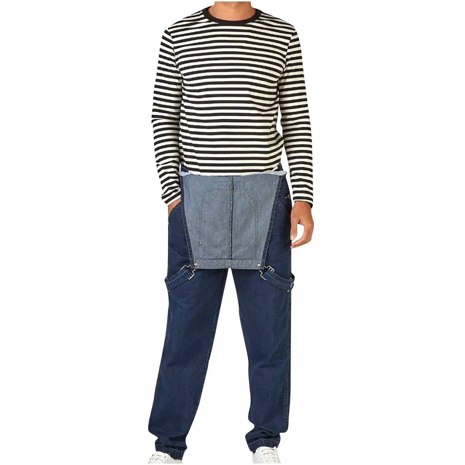 Bib Overalls for Men Denim Regular Fit Outdoor Work Washed Jeans Jumpsuits Slim Pocket Overall