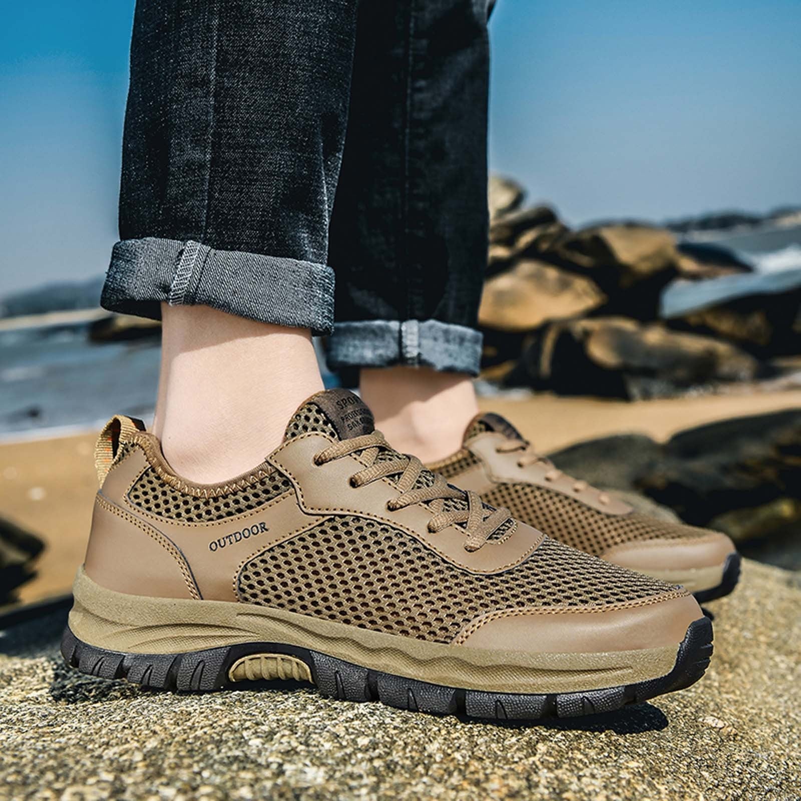Shoes Men Sport Cushion Casual Mens Shoes Brown 45