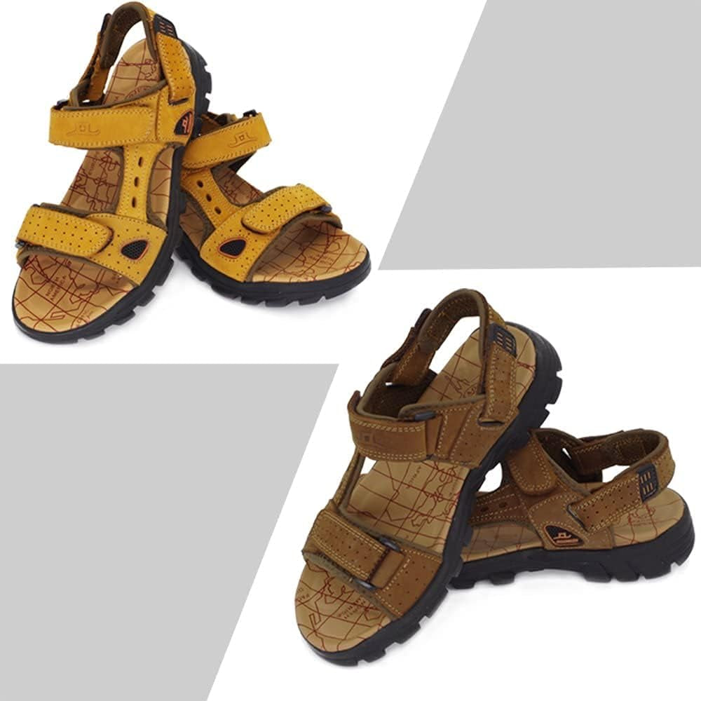 Men Athletic Open Toe Sandals Slides Outdoor Summer Leather Fisherman Beach Casual Shoes Adventures Outings Hiking