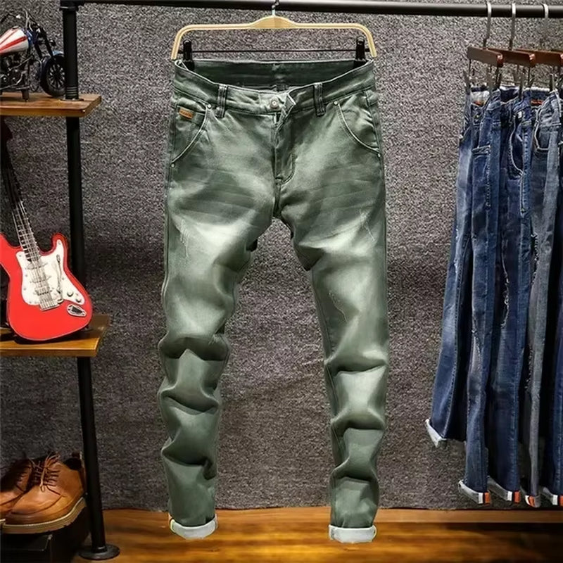 2023 Skinny Jeans Men Zipper Fly Slim Fit Denim Joggers Stretch Male Jean Pencil Pants Blue Men'S Jeans Fashion Casual Hombre
