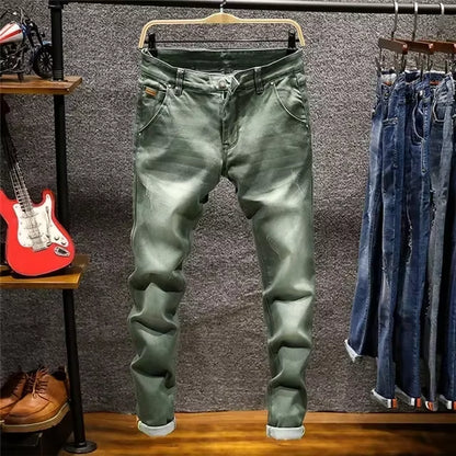 2023 Skinny Jeans Men Zipper Fly Slim Fit Denim Joggers Stretch Male Jean Pencil Pants Blue Men'S Jeans Fashion Casual Hombre
