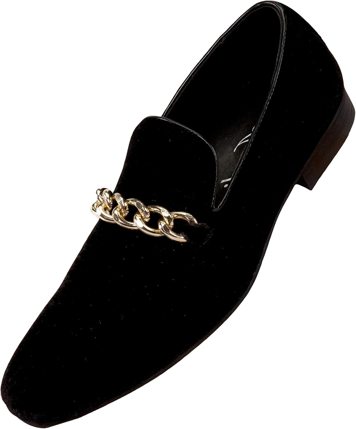 Fay Velvet Men’S Slip-On Shoes with Gold Chain Ornament Dress Shoes for Men Velvet Formal Loafers for Men the Original Smoking Men Tuxedo Dress Shoes