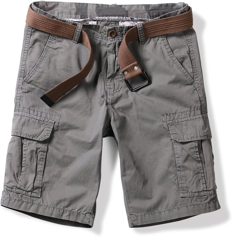Men's Lightweight Cargo Shorts with Pockets Cotton Shorts for Men Casual (No Belt)