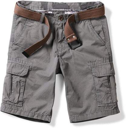 Men's Lightweight Cargo Shorts with Pockets Cotton Shorts for Men Casual (No Belt)