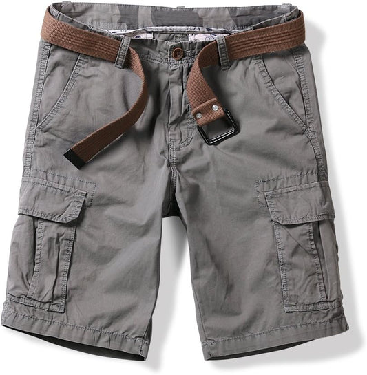Men's Lightweight Cargo Shorts with Pockets Cotton Shorts for Men Casual (No Belt)