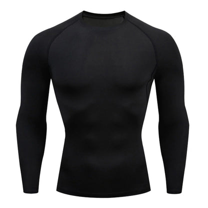 Athletic Workout Shirts for Men, Mens Fitness Long Sleeve Running Sports T Shirt Men Thermal Muscle Athletic Gym Compression Clothes Compression Shirt Men, Mens Shirts Black M