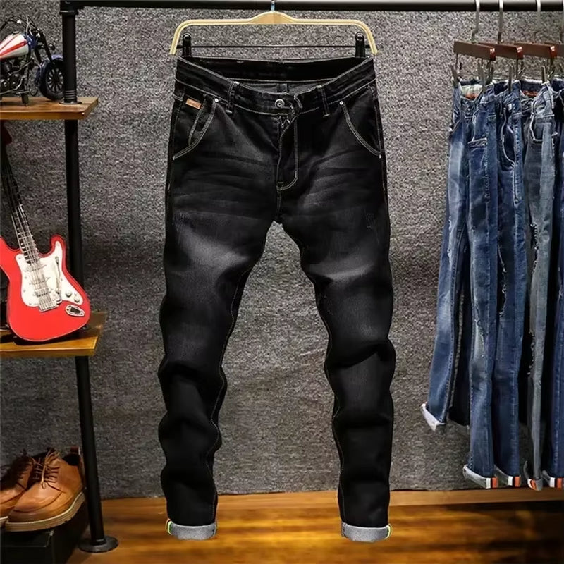 2023 Skinny Jeans Men Zipper Fly Slim Fit Denim Joggers Stretch Male Jean Pencil Pants Blue Men'S Jeans Fashion Casual Hombre