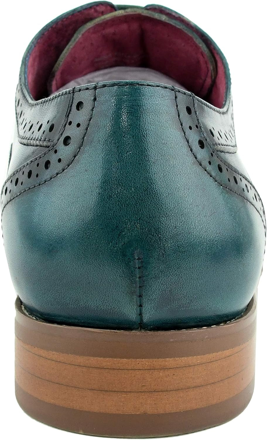 AG114 Men'S Genuine Leather Oxfords, Cap Toe, Lace Up, Brogue - Teal, Tan, Brown, Green, Grey