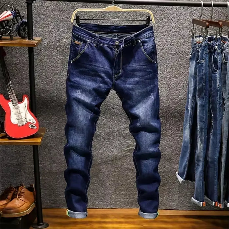 2023 Skinny Jeans Men Zipper Fly Slim Fit Denim Joggers Stretch Male Jean Pencil Pants Blue Men'S Jeans Fashion Casual Hombre