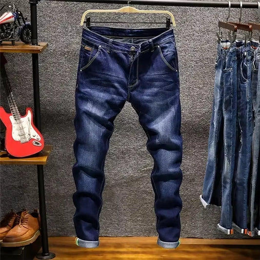 2023 Skinny Jeans Men Zipper Fly Slim Fit Denim Joggers Stretch Male Jean Pencil Pants Blue Men'S Jeans Fashion Casual Hombre