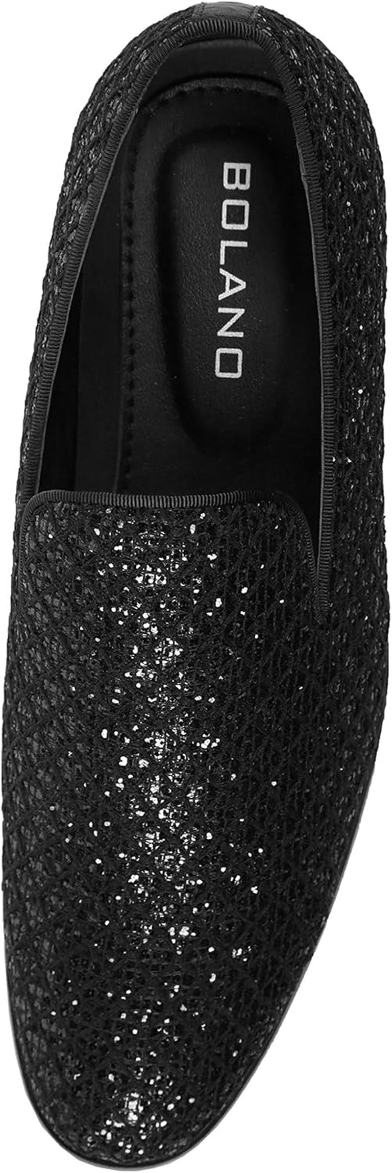 Sarlo Men'S Dress Shoes, Black Glitter Loafer for Prom, Metallic Tuxedo Slip-On