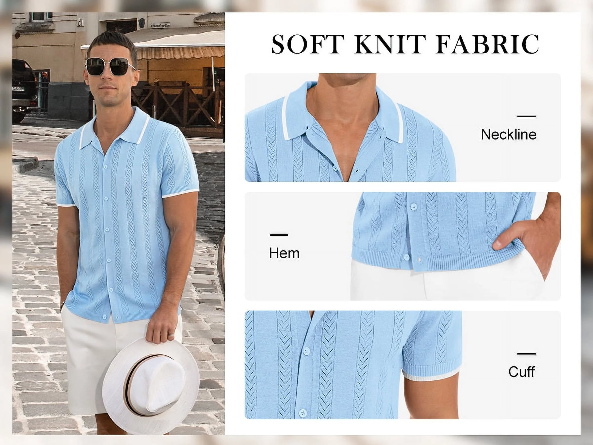 Men's Casual Button down Shirt Short Sleeve Vintage Shirts