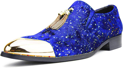 Chaz, Men'S Slippers - Loafers Men Slip on Shoes - Mens Casual Shoes - Man Made Velvet, Tuxedo Shoes - Metal Gold Chain Tassel & Gold Metal Tip, Dress Shoes - Gift