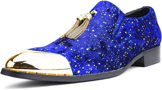 Chaz, Men'S Slippers - Loafers Men Slip on Shoes - Mens Casual Shoes - Man Made Velvet, Tuxedo Shoes - Metal Gold Chain Tassel & Gold Metal Tip, Dress Shoes - Gift