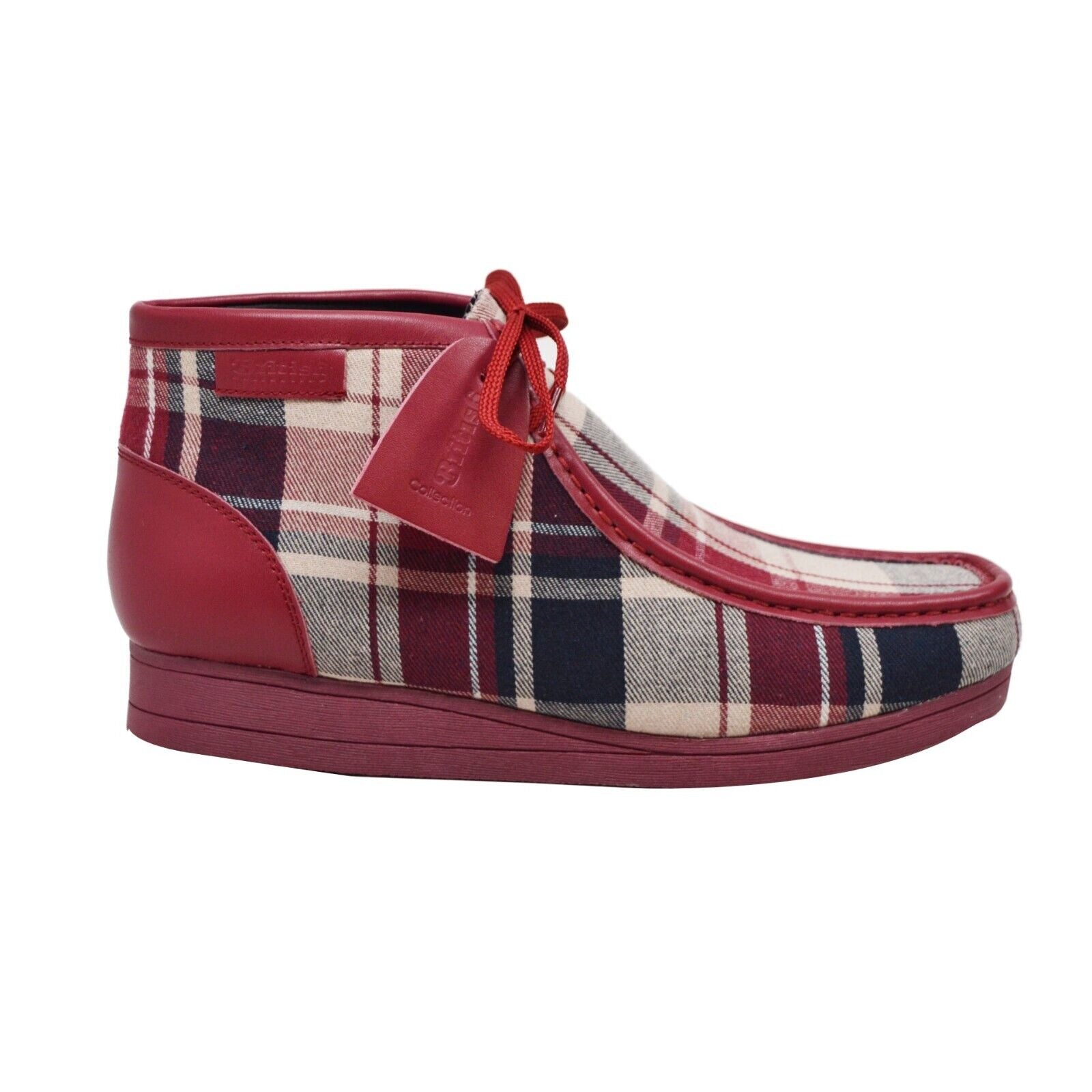 NEW British Walker Mens Shoes Wallabee Style New Castle Leather Burgundy Print