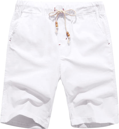 Men's Linen Casual Classic Fit Short Summer Beach Shorts