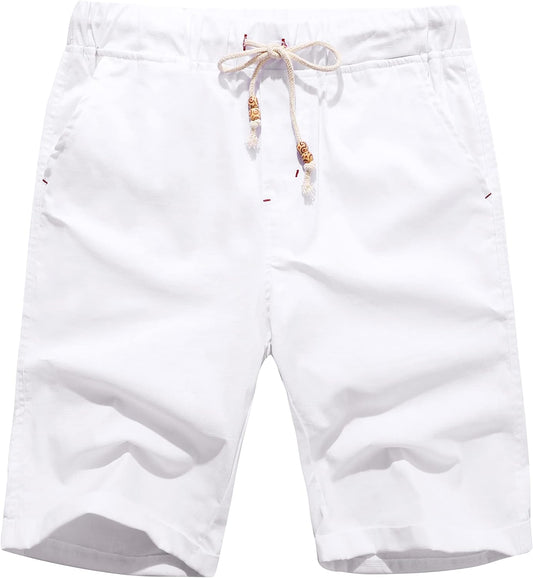 Men's Linen Casual Classic Fit Short Summer Beach Shorts
