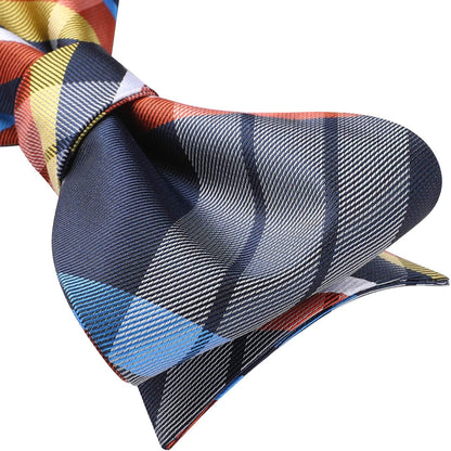 Bow Ties for Men Check Plaid Self Tie Bow Tie and Pocket Square Bowtie Formal Tuxedo Wedding Bowties Handkerchief Set