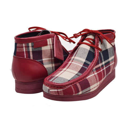 NEW British Walker Mens Shoes Wallabee Style New Castle Leather Burgundy Print
